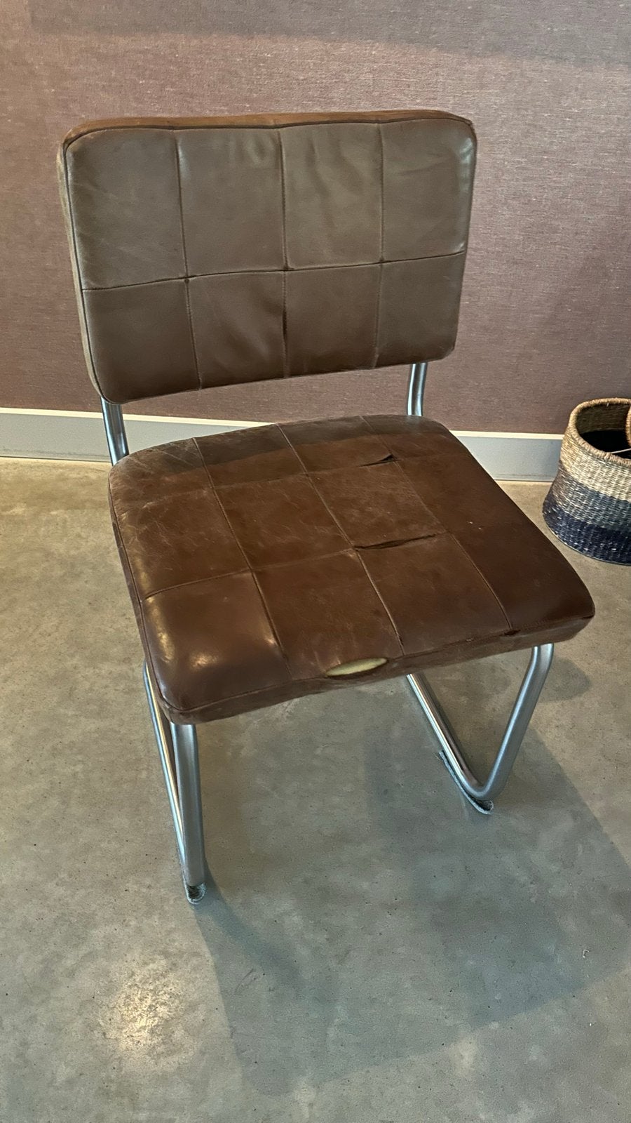 Bruine leren eetkamerstoelen van Jess Design, Ophalen, Gebruikt, Bruin, Design