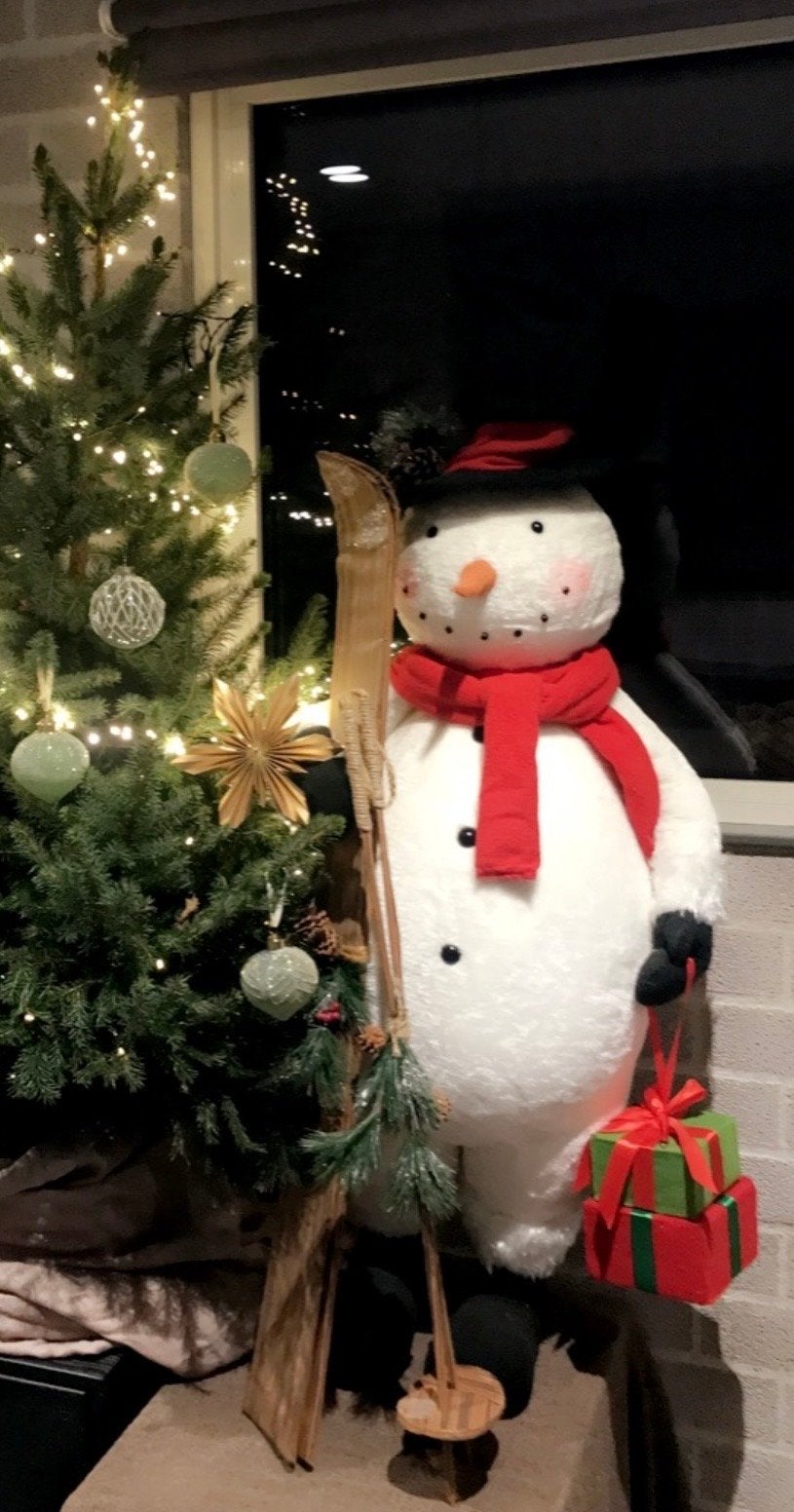 Grote stoffen sneeuwpop decoratie, Diversen, Ophalen, Gebruikt