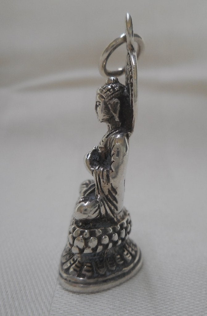 Prachtige zilveren boeddha hanger nr.1525, Verzenden, Zo goed als nieuw, Kruis of Symbool, Zilver