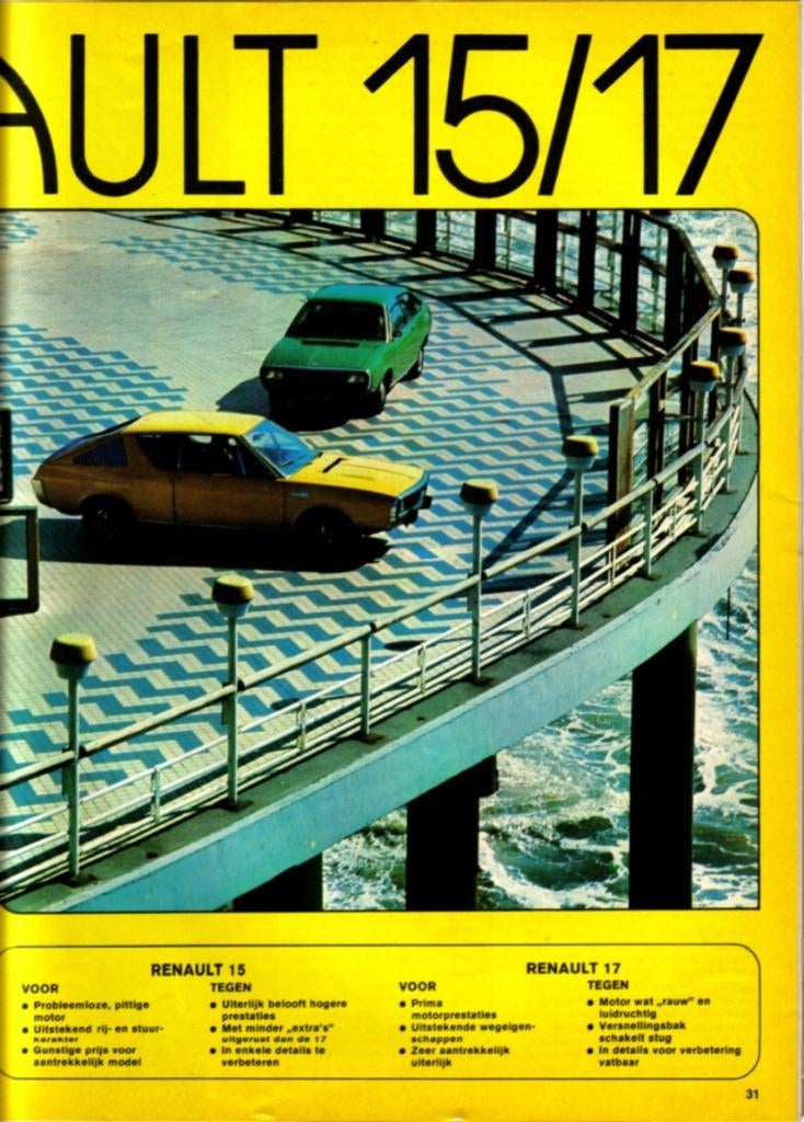 Autovisie dubbeltest Renault 15 en 17 1972, Ophalen of Verzenden, Gelezen, Renault