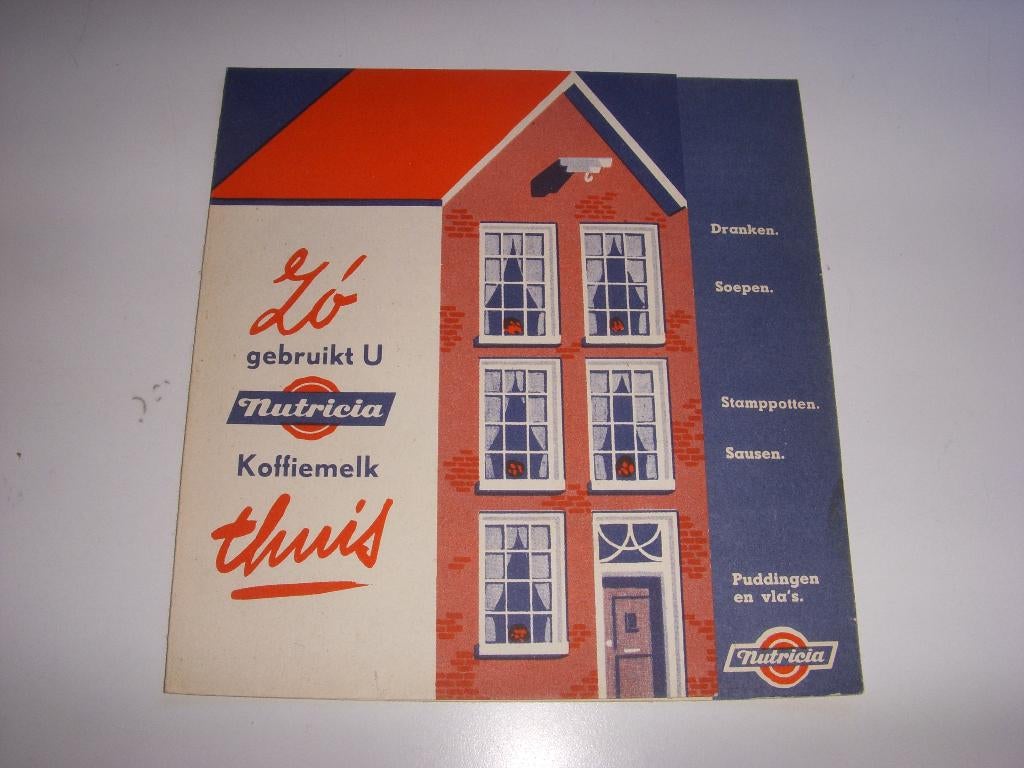 Mooie reclamefolder Nutricia koffiemelk rond 1960, Boeken, Gelezen, Folder, Ophalen of Verzenden, Nutricia koffiemelk