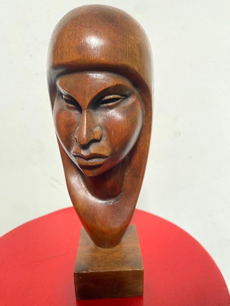 mooi houten vrouwenkopje, art deco, Antiek en Kunst, Kunst | Beelden en Houtsnijwerken, Houtsnijwerk, Handgemaakt, Art deco, Ophalen of Verzenden