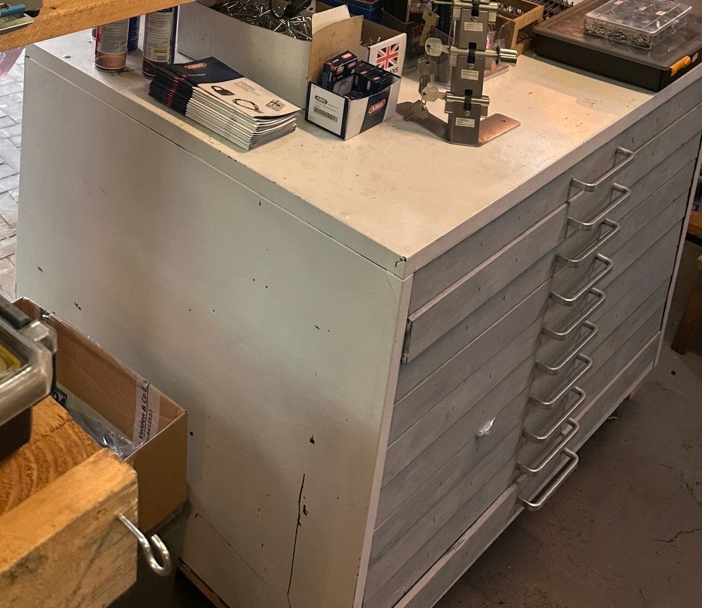 Vintage Atelierkast XXL laden - uniek, Huis en Inrichting, Kasten | Ladekasten, Ophalen, Gebruikt, 100 tot 150 cm, 5 laden of meer