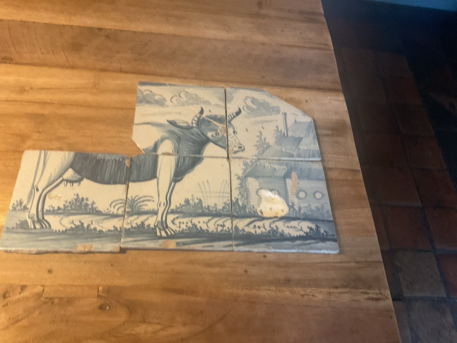 Antieke Delfts Blauwe Tegels met Koeienmotief, Ophalen of Verzenden