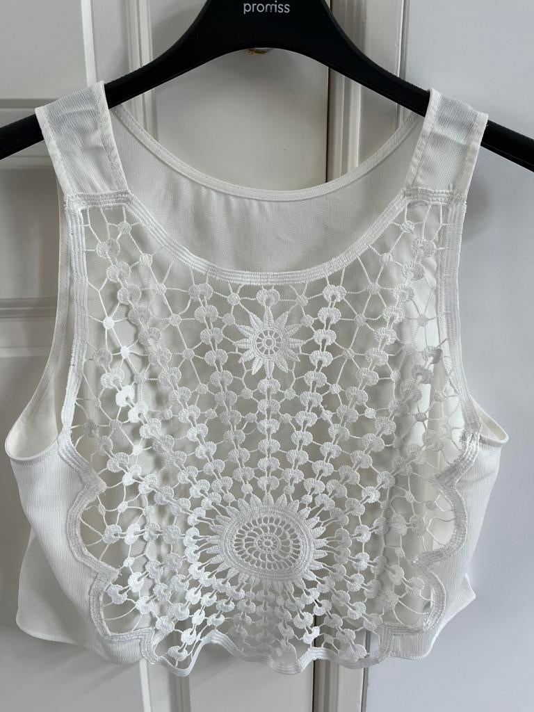 Crèmekleurige opengewerkte top maat S, Kleding | Dames, Beige, Ophalen of Verzenden, Zo goed als nieuw, Maat 36 (S)