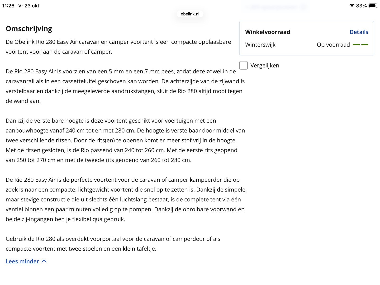 Camper/caravan voortent, Ophalen, Zo goed als nieuw