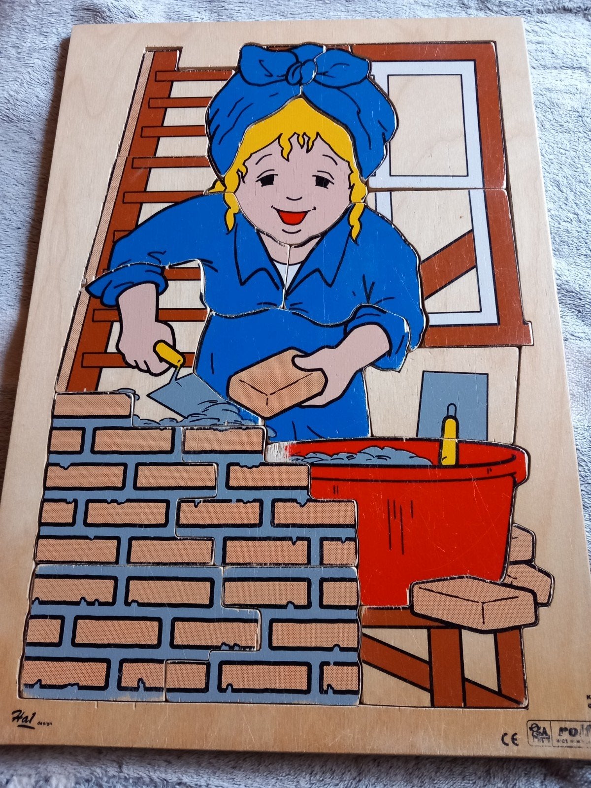 Houten legpuzzel met bouwvakker thema metselen beroepen, Kinderen en Baby's, Speelgoed | Kinderpuzzels, 2 tot 4 jaar, Gebruikt