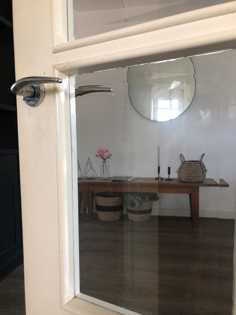 Binnendeur met geslepen glas., Ophalen, Glas, Binnendeur, 200 tot 215 cm