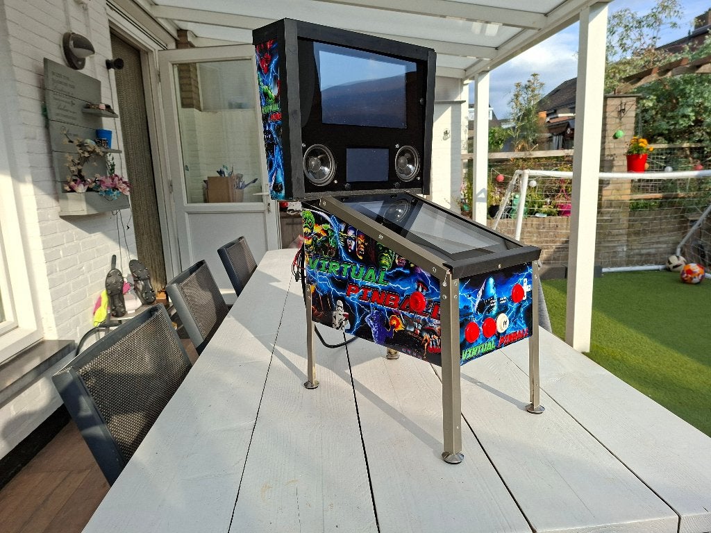 Unieke mini 10 inch zelfbouw digitale flipperkast (koopje), Gebruikt, Overige soorten, Flipperkast, Ophalen