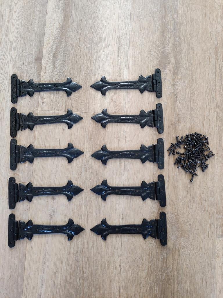10 nieuwe smeedijzeren scharnieren - Fleur de lys, Ophalen of Verzenden, Nieuw, Scharnier