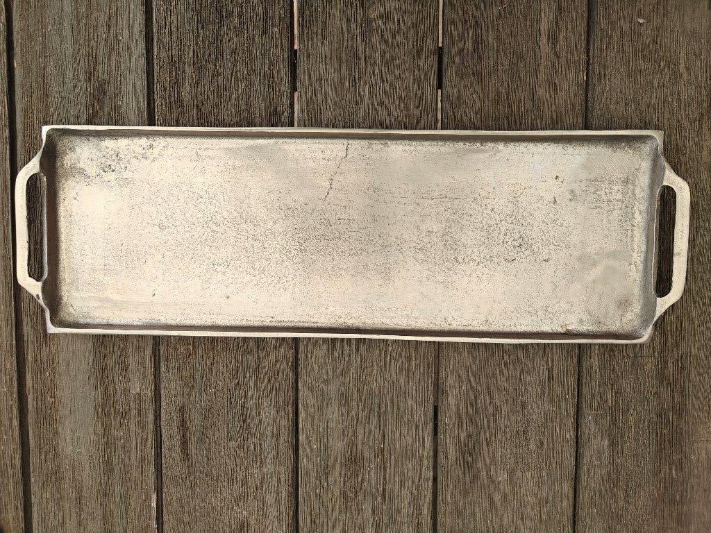 PTMD Metalen dienblad 63,5x20cm - Zilverkleurig, Ophalen, Zo goed als nieuw, Dienblad, Met opstaande rand