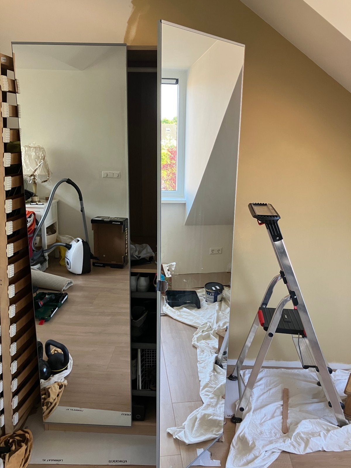 2x IKEA spiegeldeuren (194x49,5 cm), Ophalen, Minder dan 50 cm, Gebruikt, Glas