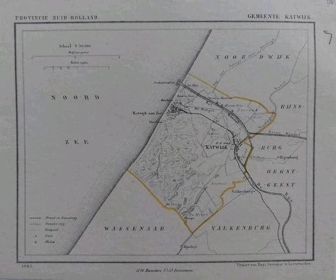 78 / Katwijk Rijnsburg Katwijk aan Zee Litho 1865 J Kuyper, Ophalen of Verzenden