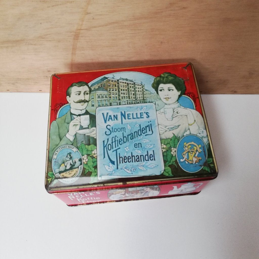 Vintage Van Nelle blik Stoom Koffiebranderij en Theehandel, Verzamelen, Blikken, Ophalen of Verzenden, Gebruikt, Koffie, Van Nelle