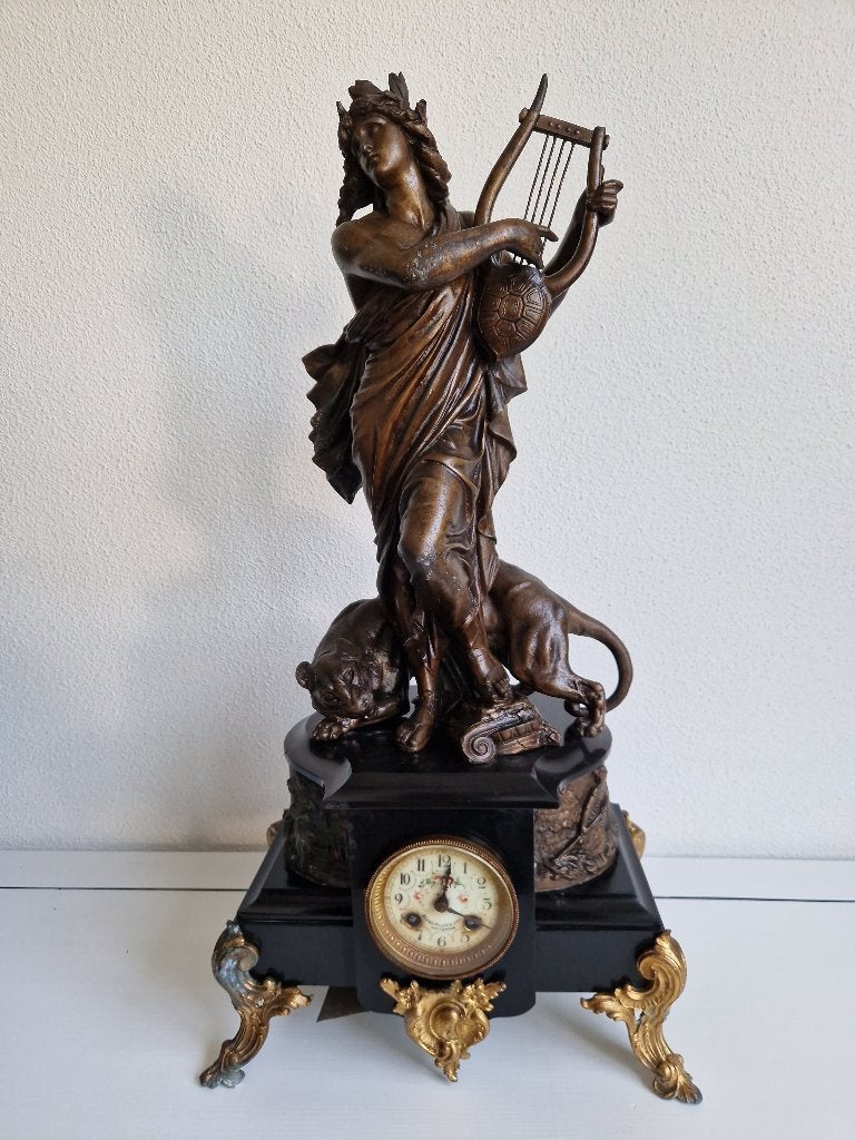 Bronzen beeld Orpheus + pendule Mozes Knap & Zoon Rotterdam, Ophalen