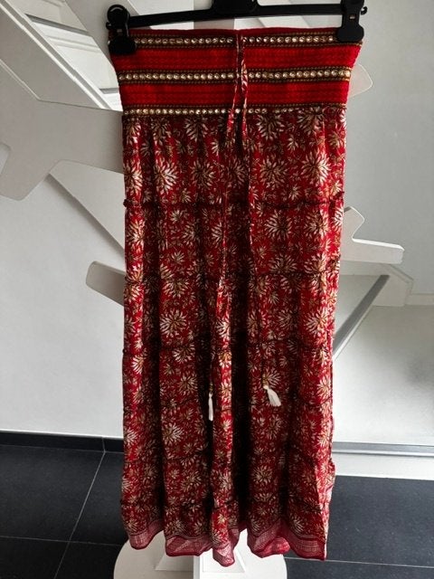 Spaanse rode rok Kalami Onesize nieuw, Kleding | Dames, Ophalen of Verzenden, Nieuw, Rood, Onder de knie