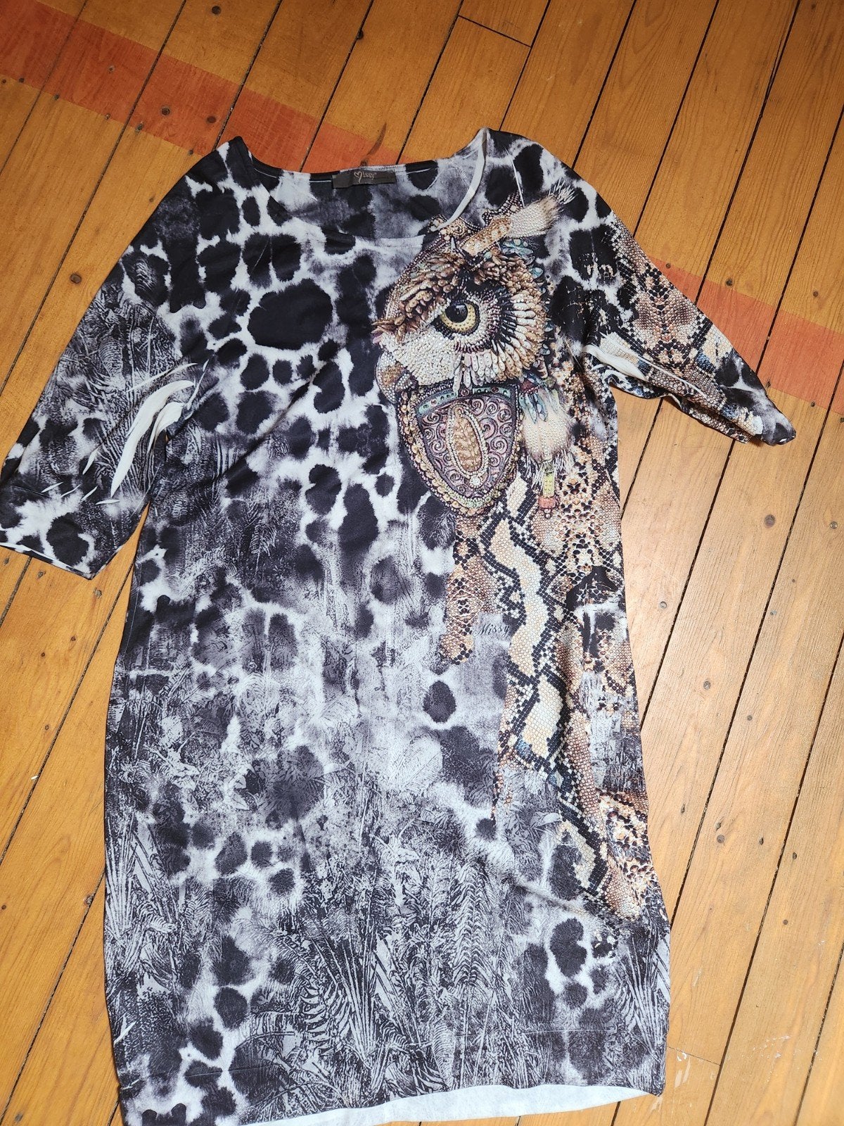 Comfortabele tuniek met uilprint en dierenprint - Maat L, Kleding | Dames, Jurken, MIssy, Meerkleurig, Maat 42/44 (L), Ophalen of Verzenden