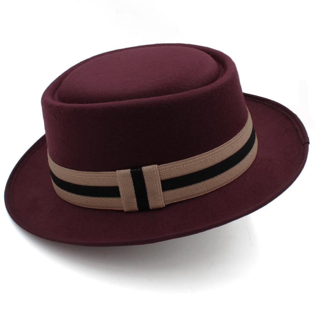 Bordeaux rode wollen pork pie hoed / heren dames porkpie, Verzenden, Nieuw, Hoed