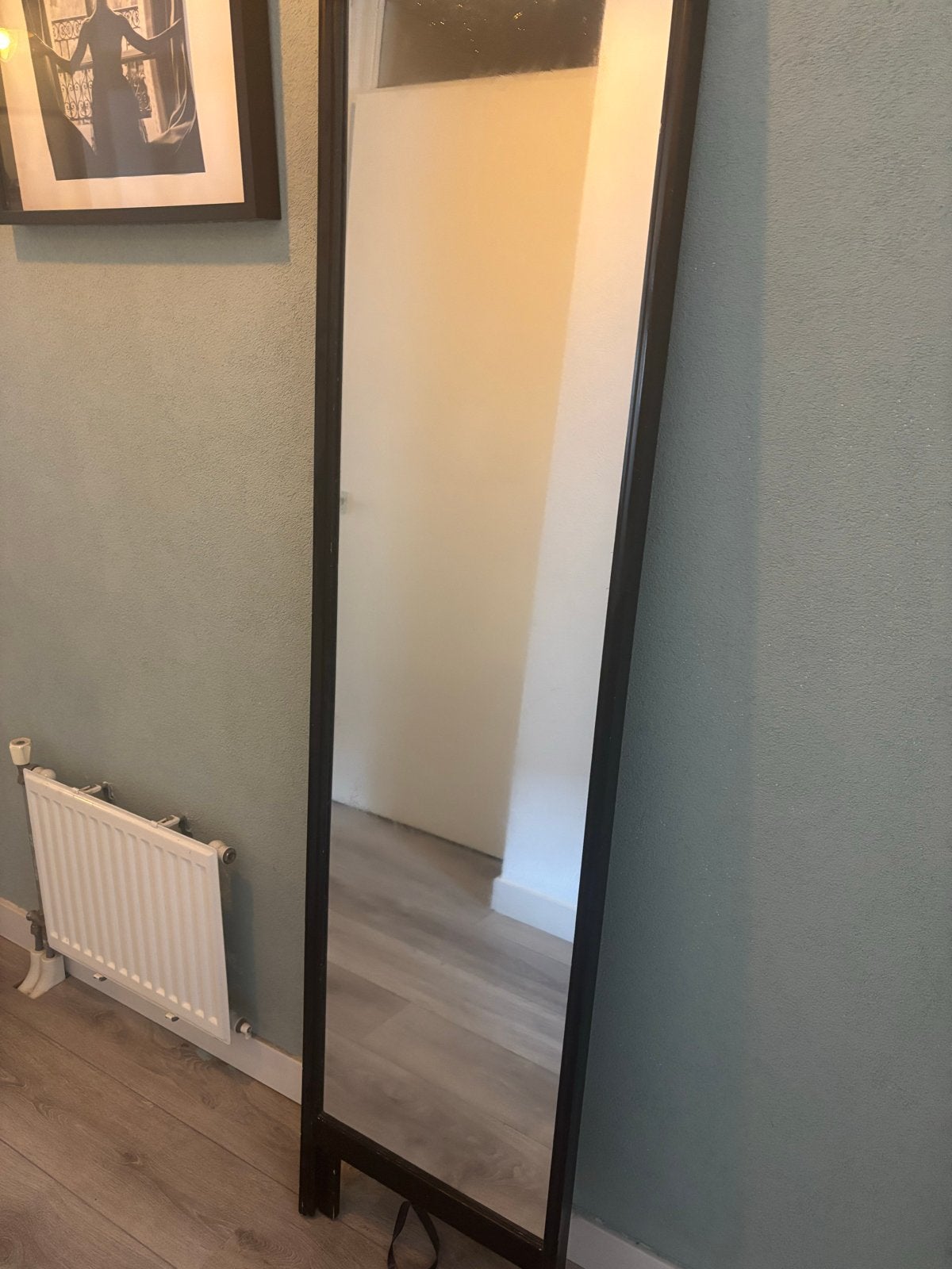 Passpiegel met standaard - Zwart frame, Huis en Inrichting, Ophalen, Minder dan 50 cm, Gebruikt, 150 tot 200 cm