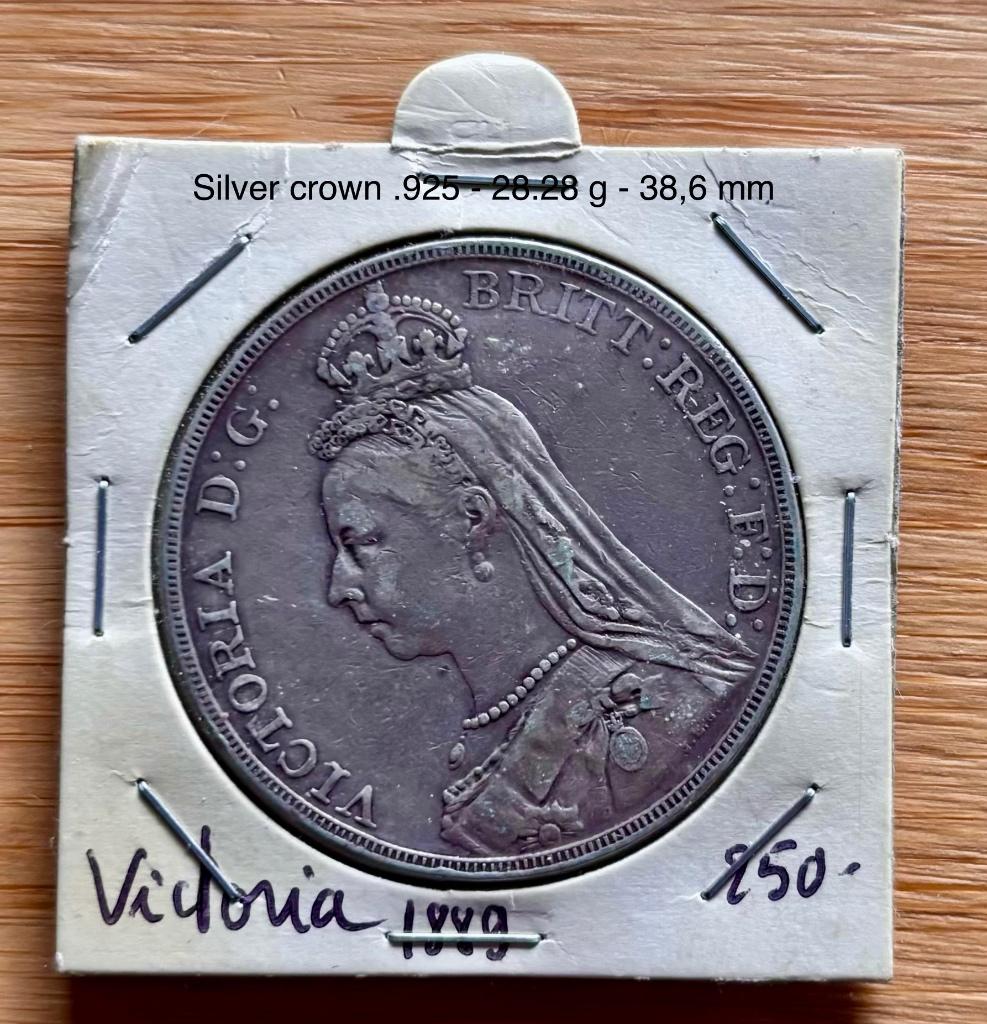 UK Silver crown Queen Victoria 1889, Ophalen of Verzenden, Overige landen, Losse munt, Zilver