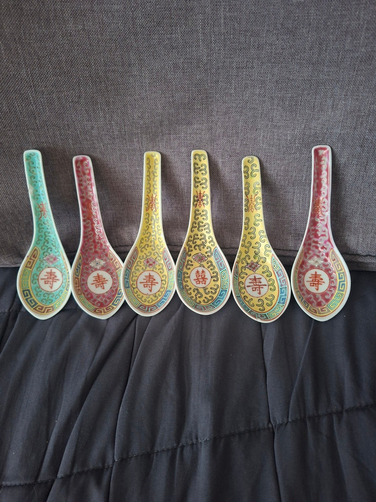 Set van 6 Chinese soeplepels met traditioneel decor, Ophalen of Verzenden