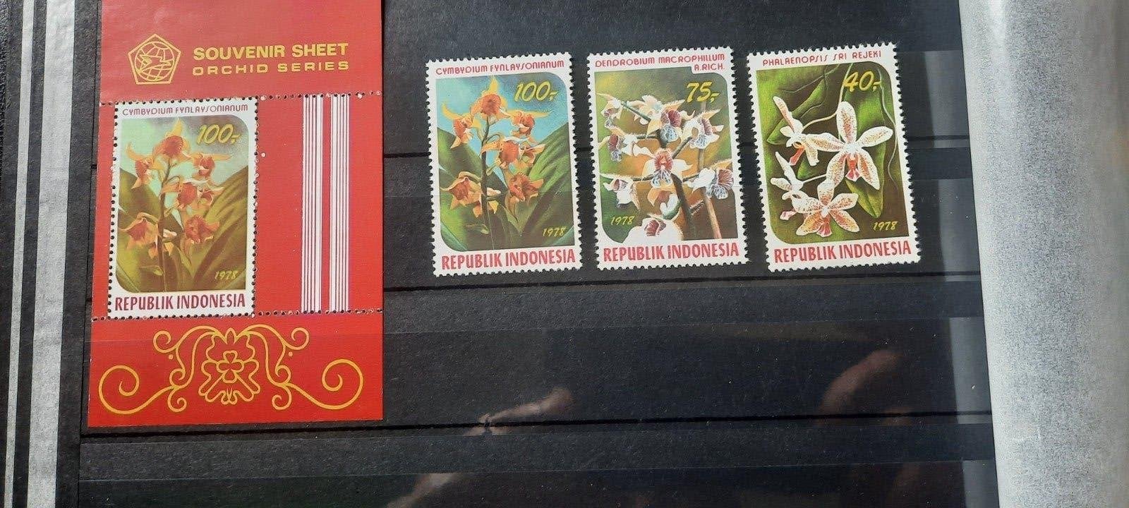 Indonesië Souvenir Sheet Orchideeën Serie 1978, Ophalen of Verzenden, Zuidoost-Azië