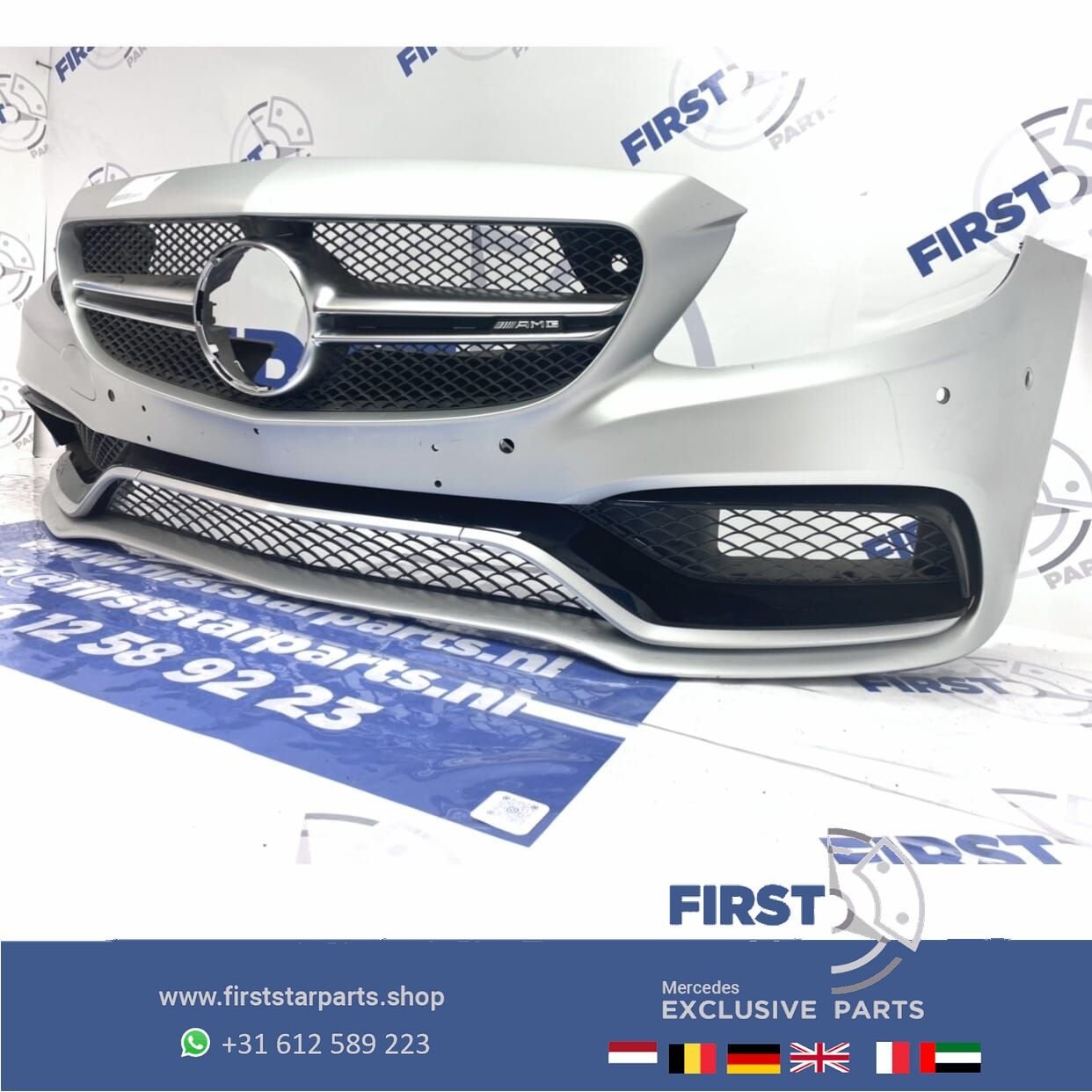 W205 S205 C63 S AMG VOORBUMPER COMPLEET ZILVERGRIJS Mercedes, Gebruikt, -, Voor, Ophalen of Verzenden