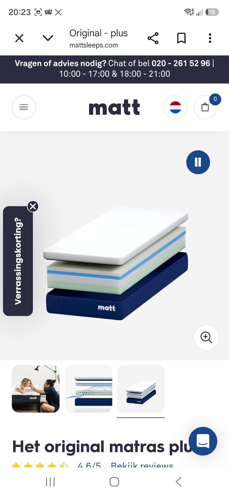 2x Matt Sleeps matrassen 80x220 &90x220 - Zo goed als nieuw, Ophalen, Eenpersoons, Zo goed als nieuw, 80 cm