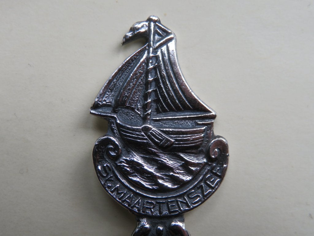 Verzilverd lepeltje St. Maartenszee zeilboot / botter, Verzenden