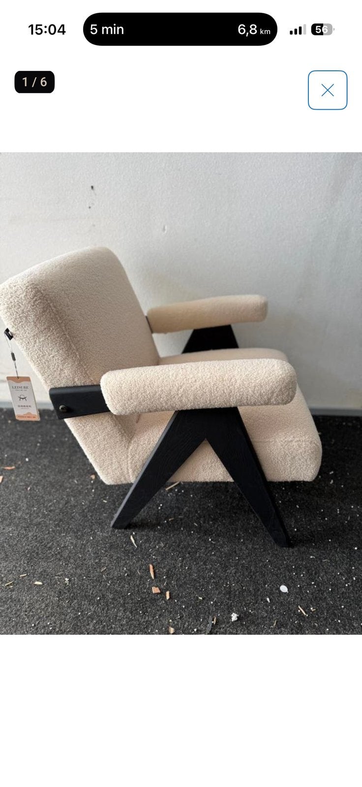 2 x nieuwe fauteuils boucle stof  met frame houten frame, 75 tot 100 cm, Ophalen of Verzenden, Zo goed als nieuw, Stof