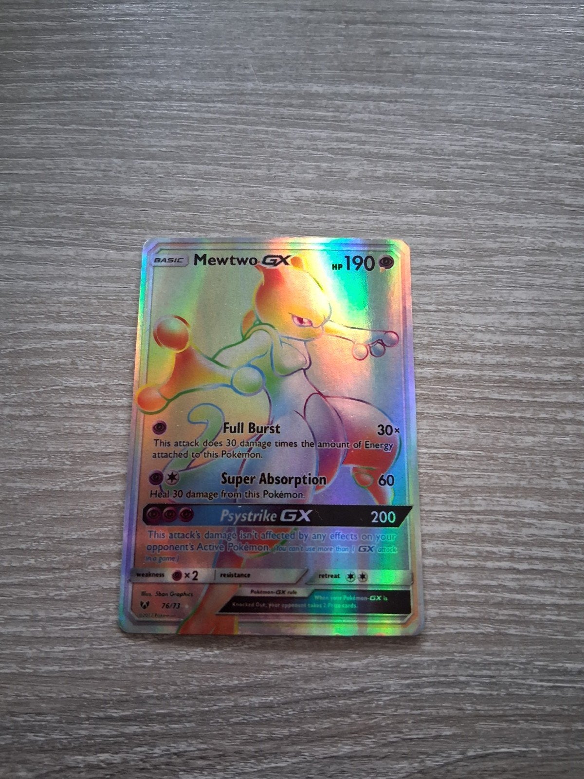 Mewtwo GX Full Art Rainbow Rare Pokémon Kaart, Hobby en Vrije tijd, Verzamelkaartspellen | Pokémon, Ophalen of Verzenden, Zo goed als nieuw