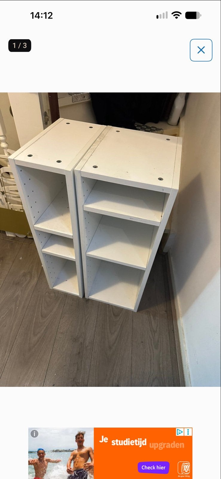 Twee witte Billy boekenkasten van IKEA 20€ per kast, Ophalen, Met plank(en), Minder dan 50 cm, Gebruikt
