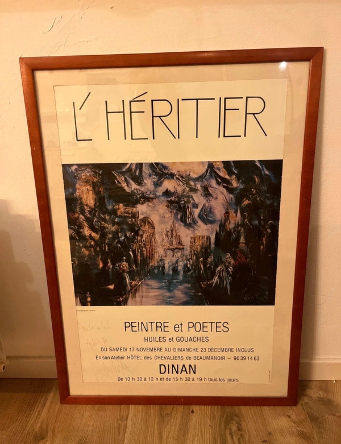 Gilbert L'Heritier ingelijste poster met handtekening, Met lijst, Ophalen of Verzenden, A1 t/m A3, Overige onderwerpen