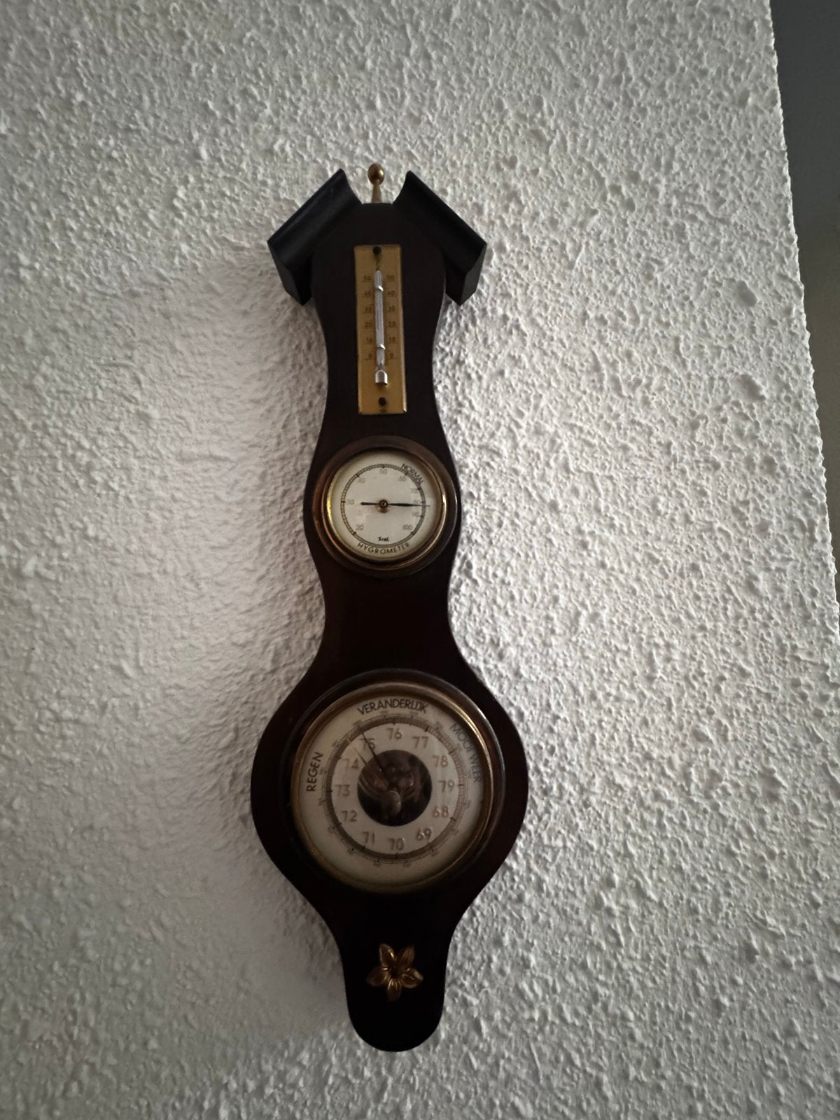 Vintage Weerstation met Barometer, Thermometer, Hygrometer, Ophalen of Verzenden, Gebruikt, Weerstation