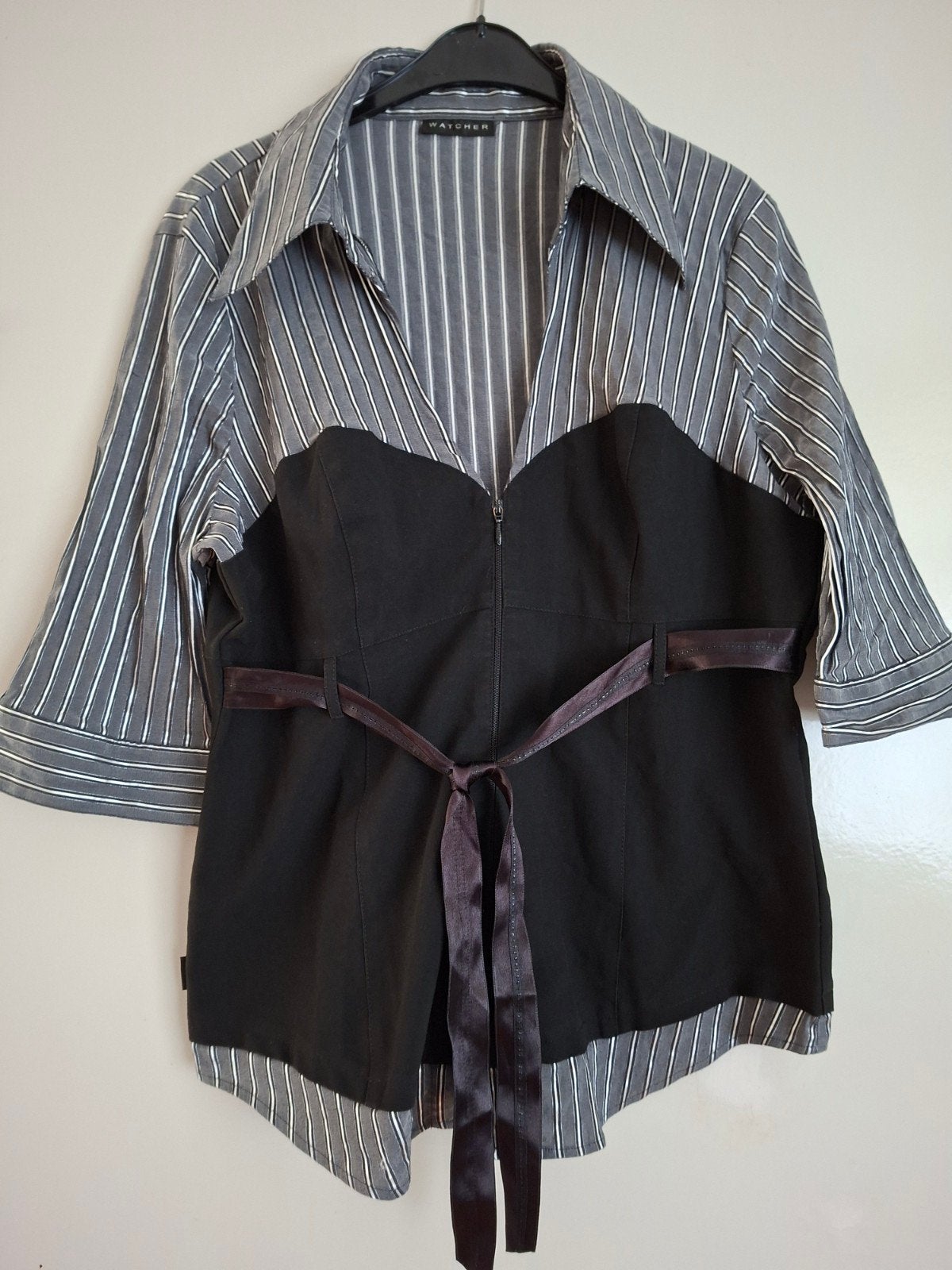 watcher dameskleding blouse zwart/grijs mt L/XL, Maat 42/44 (L), Ophalen of Verzenden, Zo goed als nieuw, Grijs