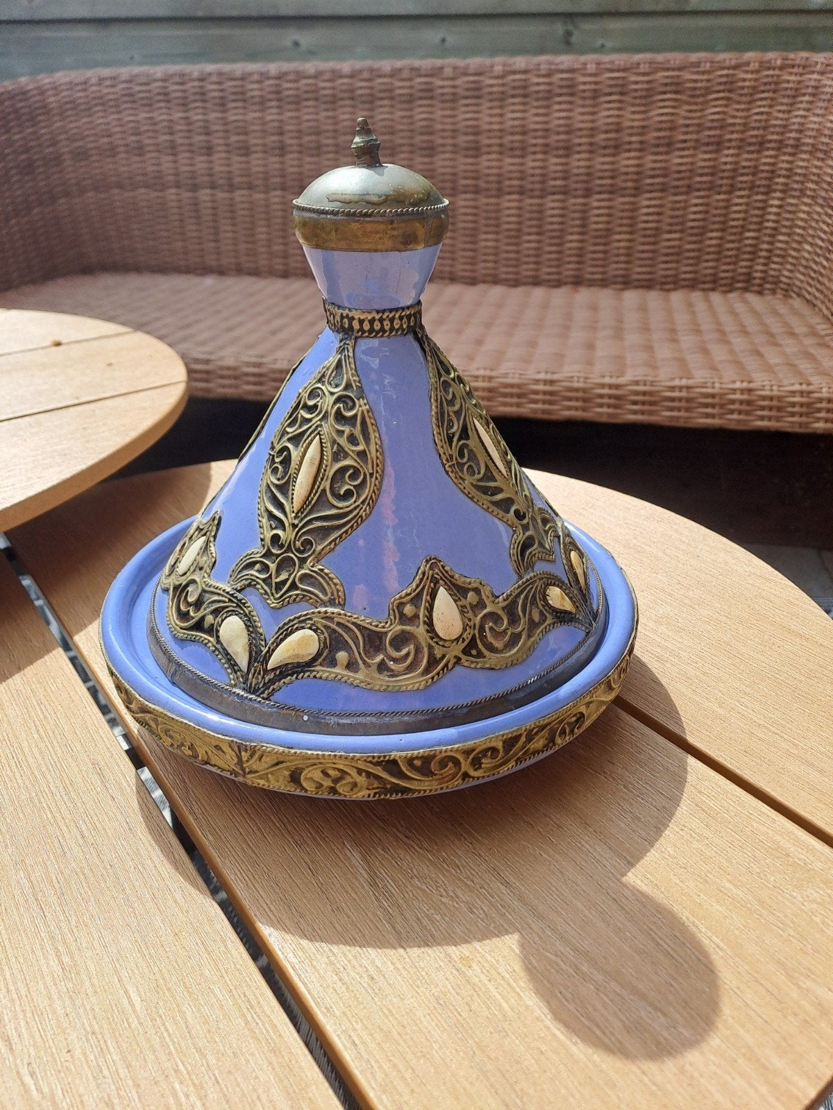 Decoratieve Marokkaanse Tajine - Paars met Goud, Ophalen of Verzenden