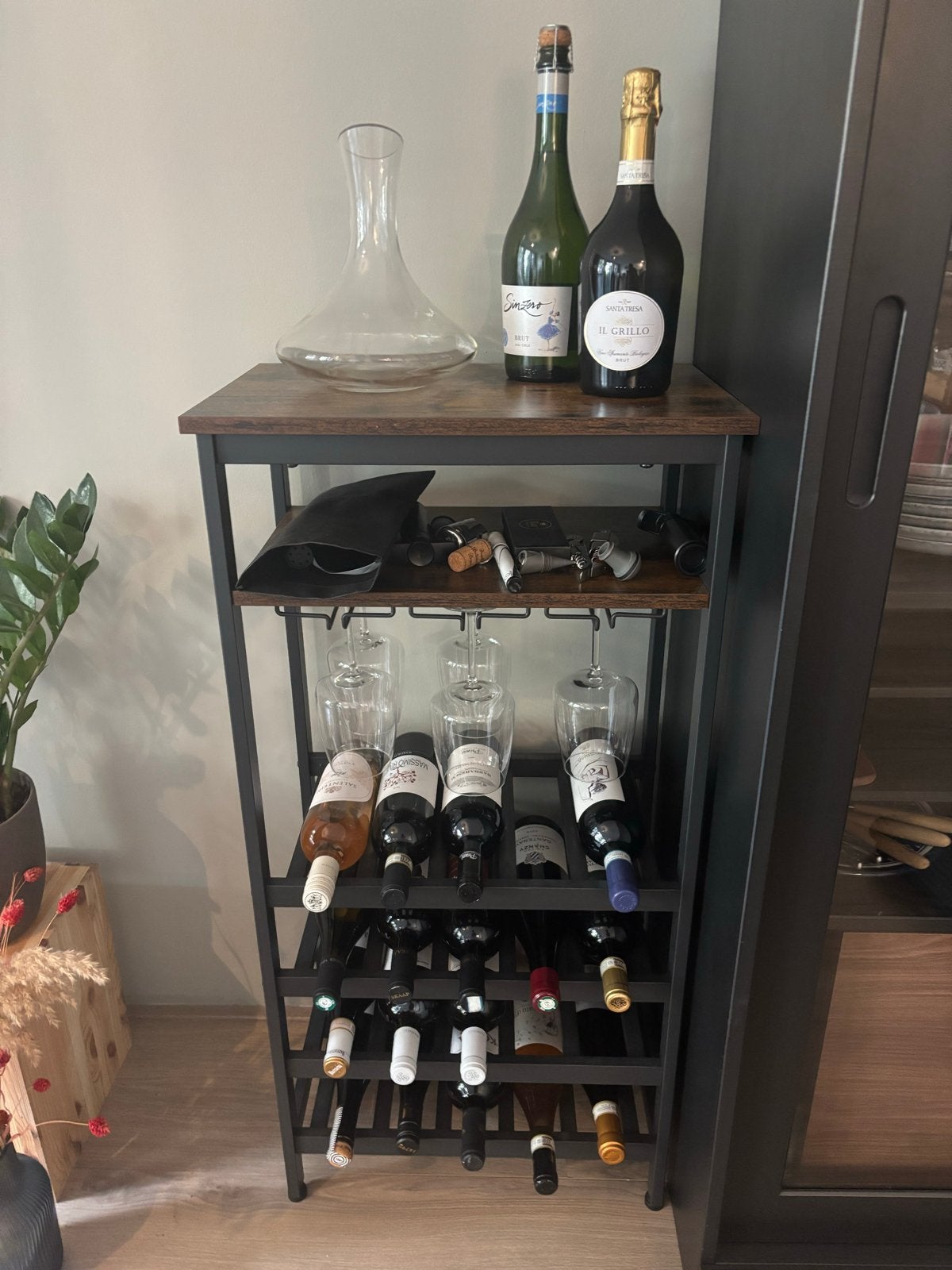 Wijnrek met glazenhouder - 102x50x32 cm, 15 tot 25 flessen, Ophalen of Verzenden, Zo goed als nieuw, 75 – 100