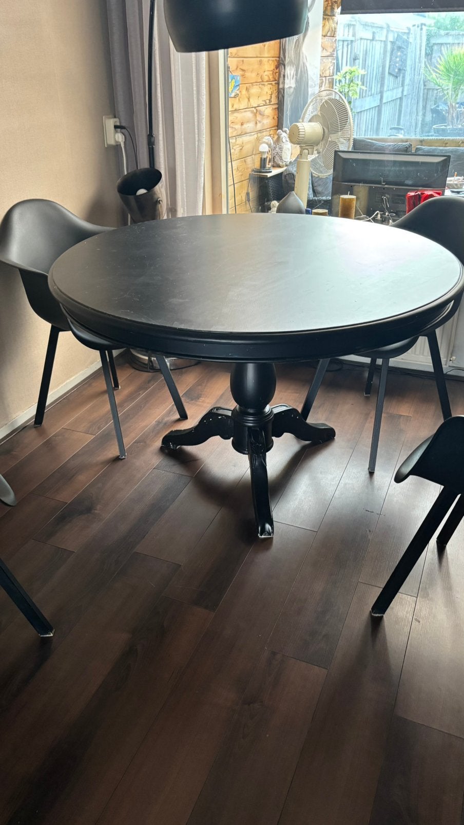 Eetkamertafel rond, Ophalen, Gebruikt, 100 tot 150 cm, Rond