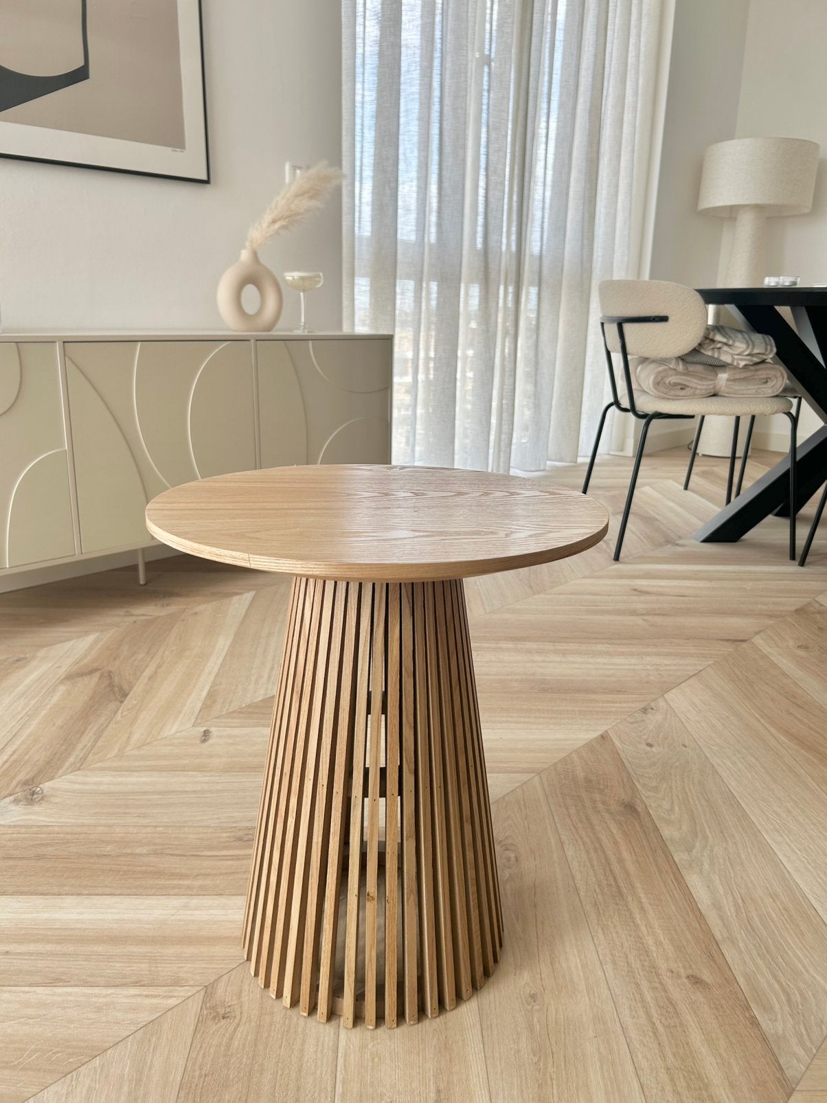 Bijzettafel Latera Naturel | KWANTUM | 45x50 cm, Minder dan 55 cm, Rond, Zo goed als nieuw, Ophalen
