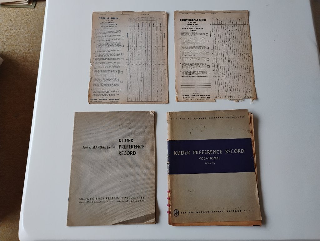 oude psychologische test: Kuder preference record, Ophalen of Verzenden, Gelezen