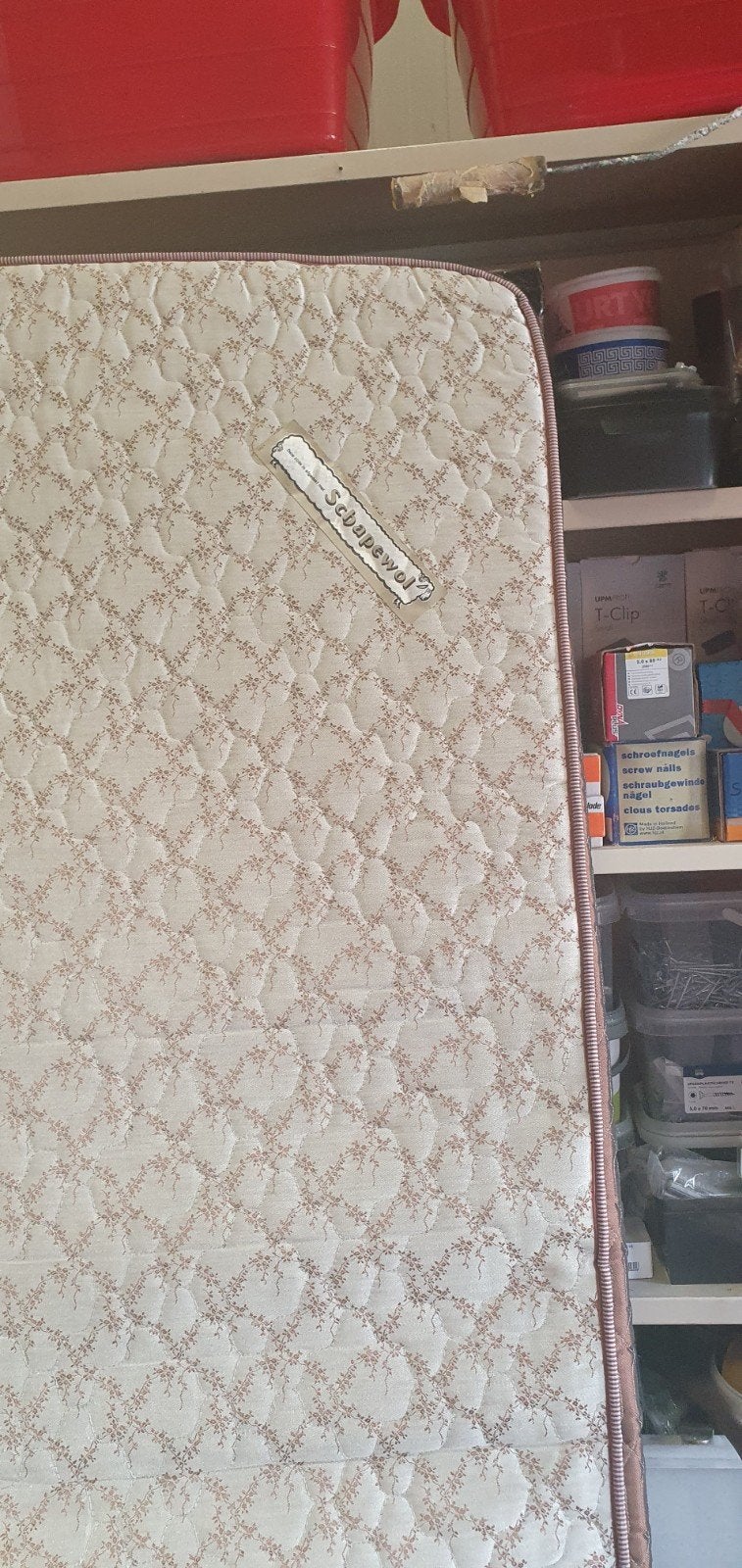 Vintage bed met schoon matras 120x190 cm, Ophalen, Gebruikt, Bruin, Vintage