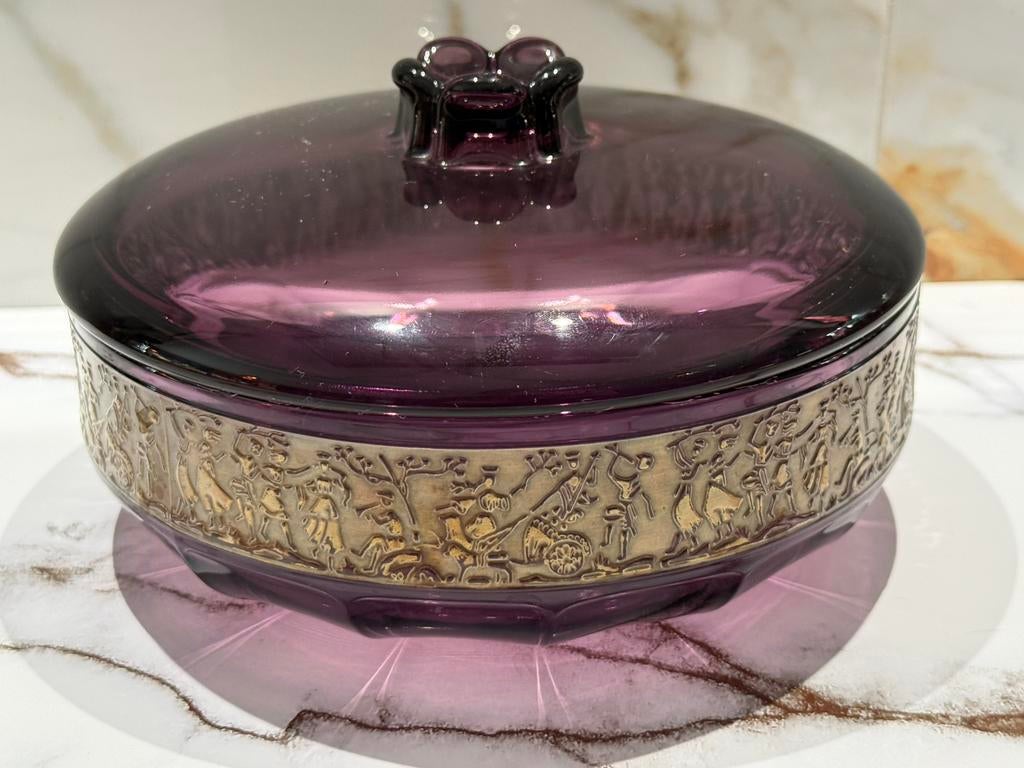 Amethist koekjestrommel Walther glas glasobject, Antiek en Kunst, Ophalen of Verzenden