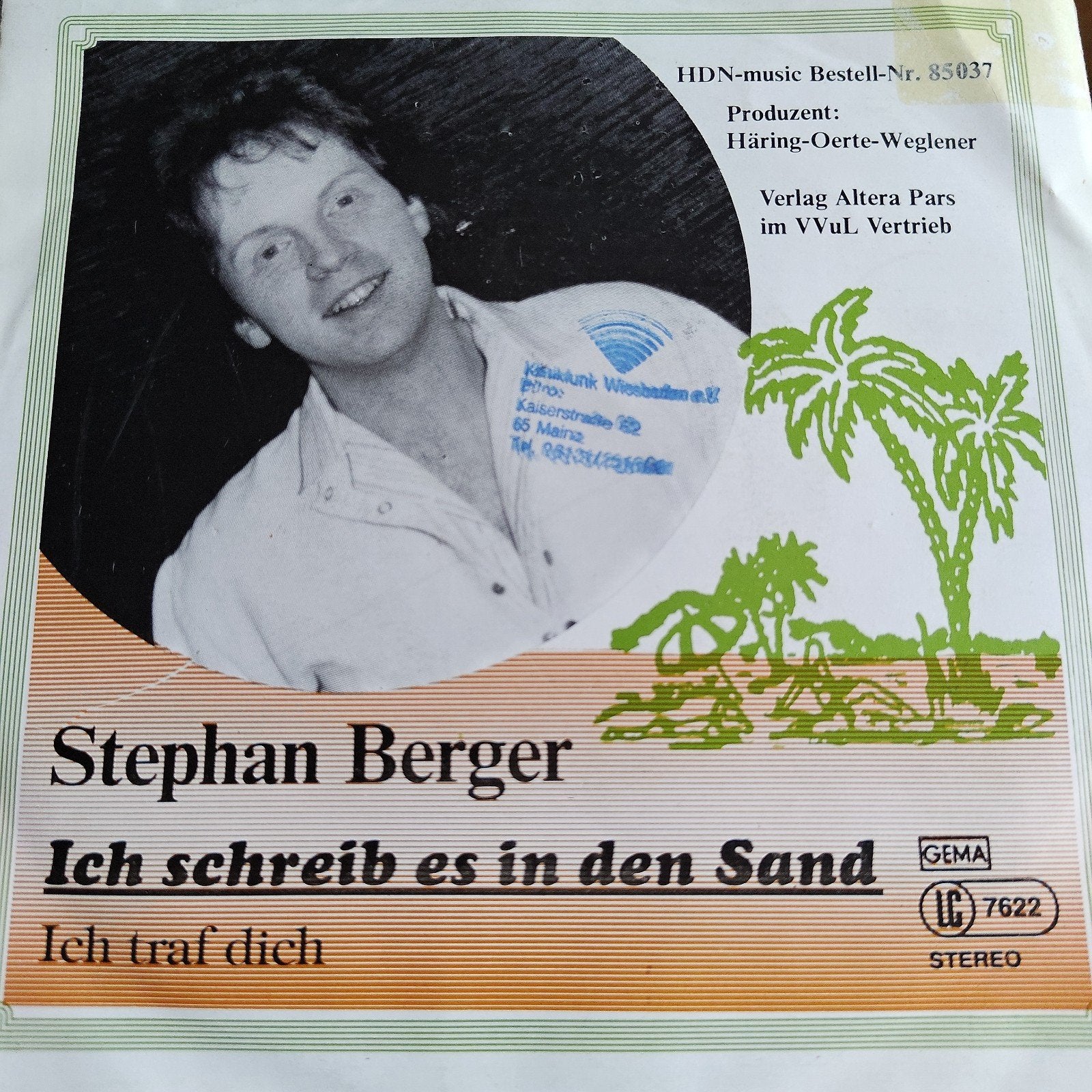 Stephan Berger - Ich schreib es in den Sand (Single), Cd's en Dvd's, Ophalen of Verzenden, Gebruikt, 7 inch