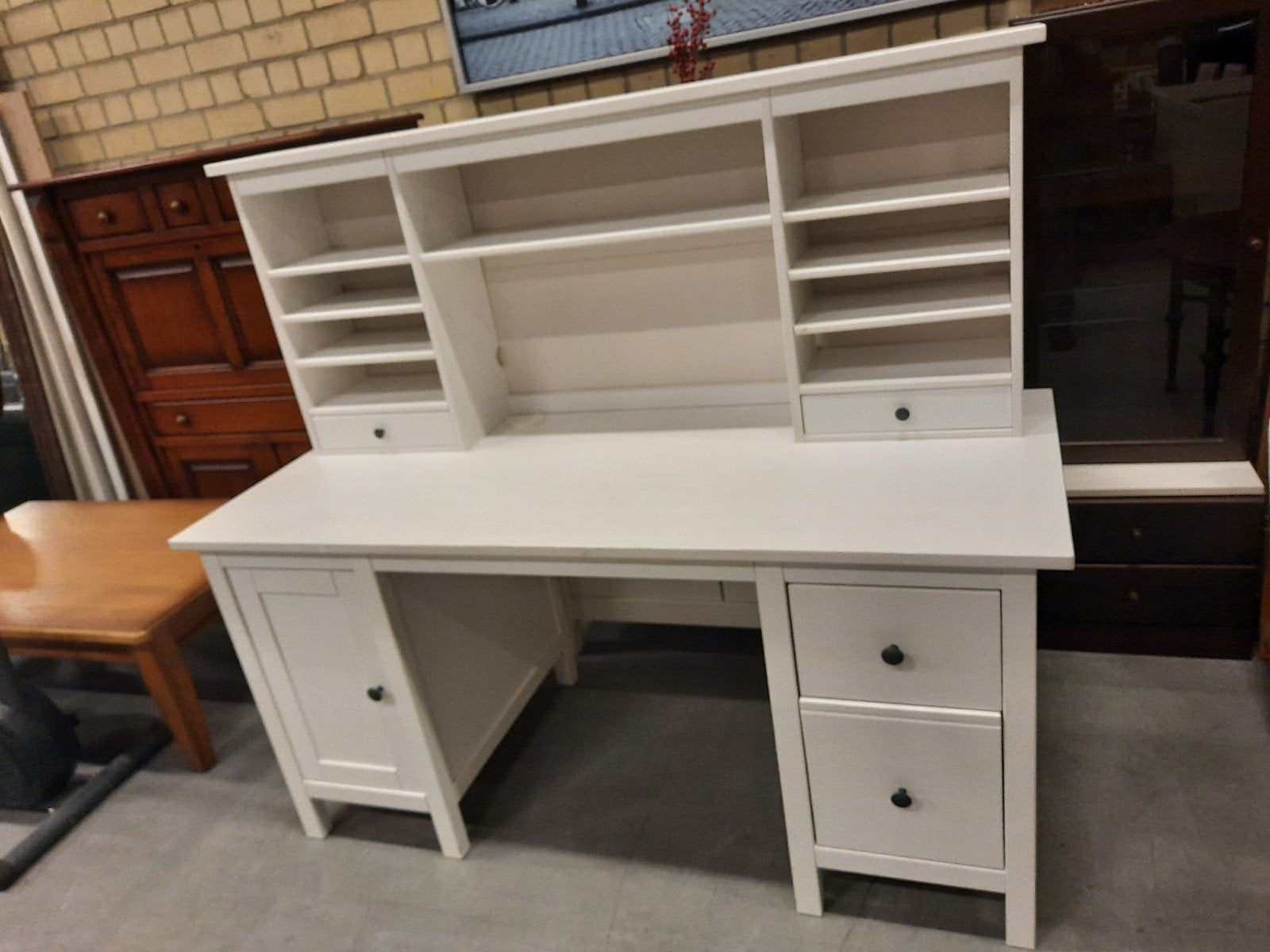Ikea Hemnes bureau met opzetstuk, Ophalen, 155 cm, Opzetstuk, Hout