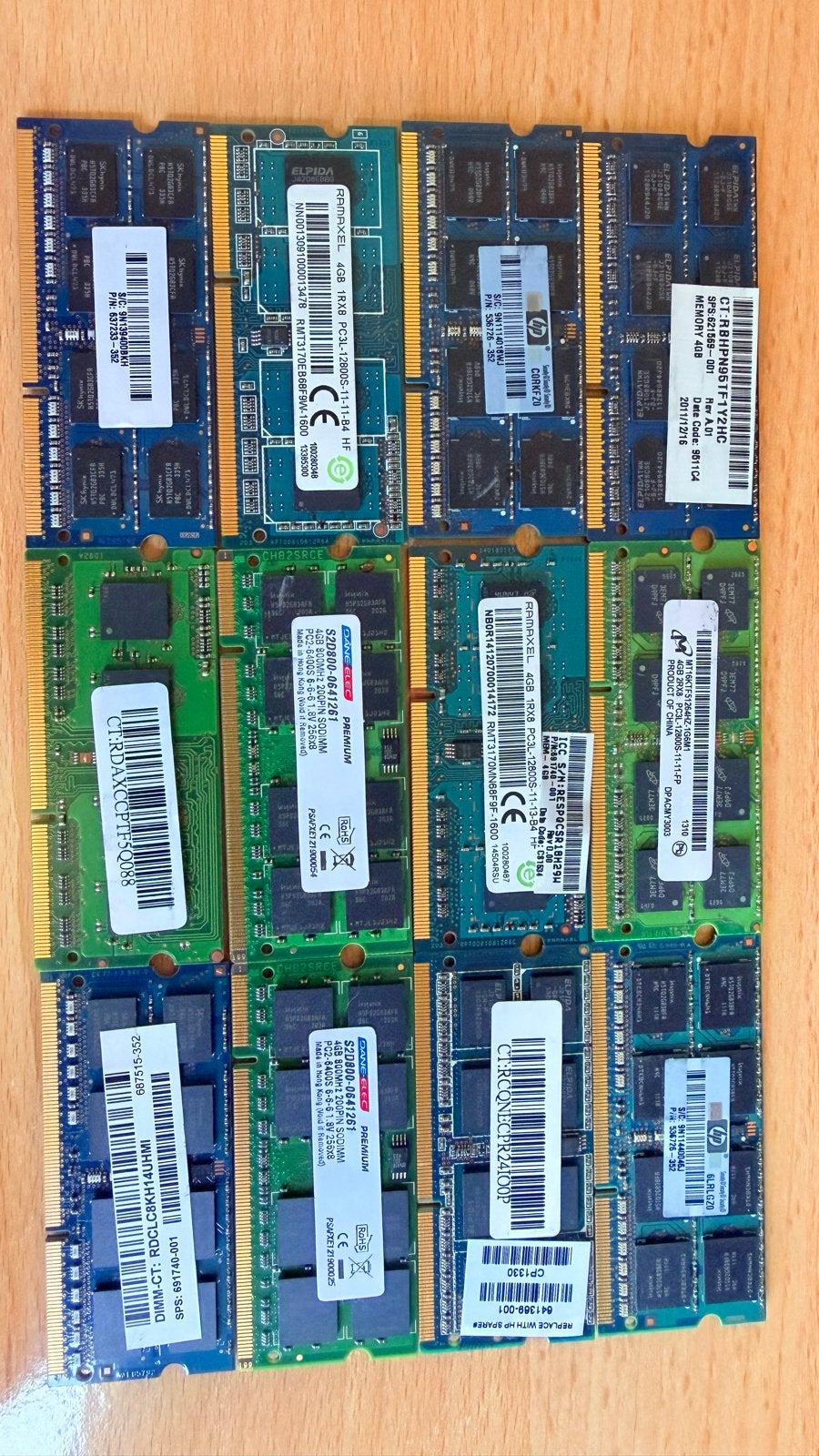 Partij 12x Laptopgeheugen SO-DIMM DDR2 & DDR3 4GB, Computers en Software, RAM geheugen, Ophalen, Gebruikt, DDR2, Laptop