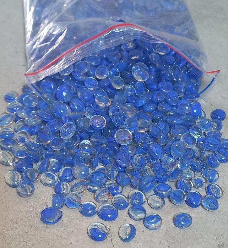 Zak aquarium decoratie glazenstenen blauw, Dieren en Toebehoren, Vissen | Aquaria en Toebehoren, Ophalen of Verzenden, Zo goed als nieuw