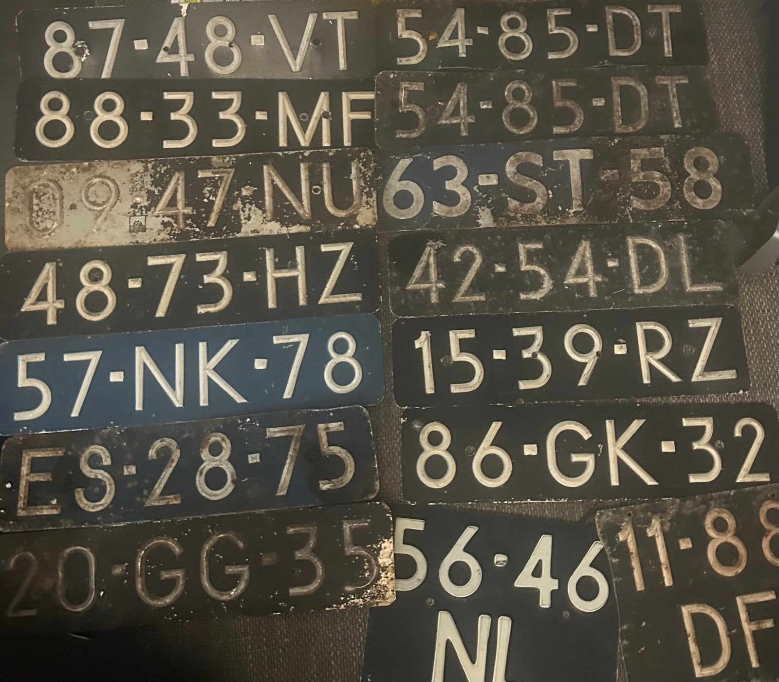 Prachtige 15 oude blauwe kentekenplaten (jaren '50/'70), Auto diversen, Ophalen
