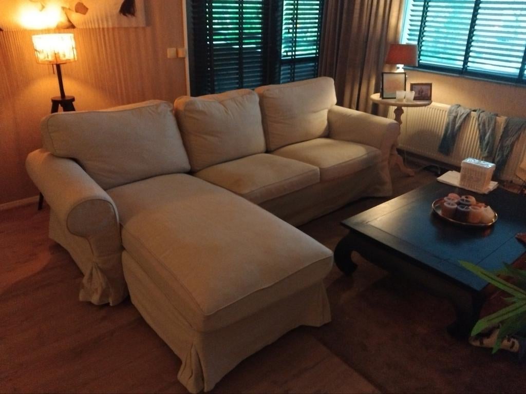 IKEA Ektorp chaise longue, wit/crème, Modern, Comfortabel, Gebruikt, Minder dan 75 cm, 150 tot 200 cm