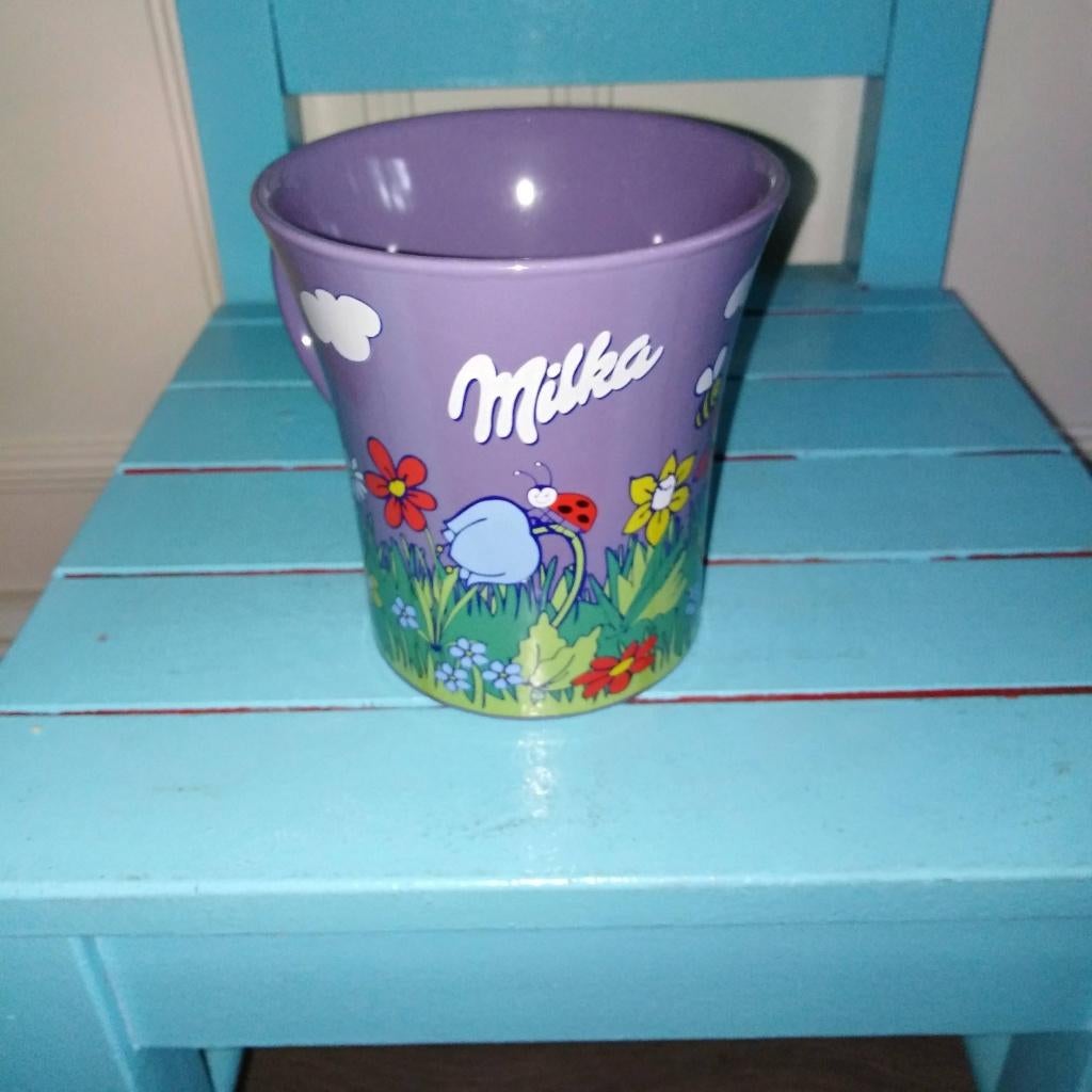 Milka bekers / mokken: zomer, kerst en koe Arianne 3 stuks, Ophalen, Glas of Glazen, Gebruikt, Overige stijlen