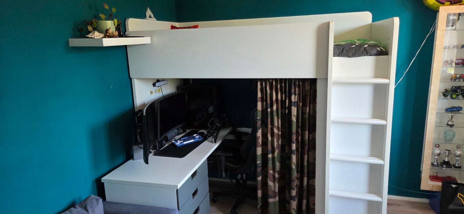 Ikea Hoogslaper 200x90 cm met bureau en kast, Ophalen, 85 tot 100 cm, Gebruikt, Hoogslaper of Stapelbed